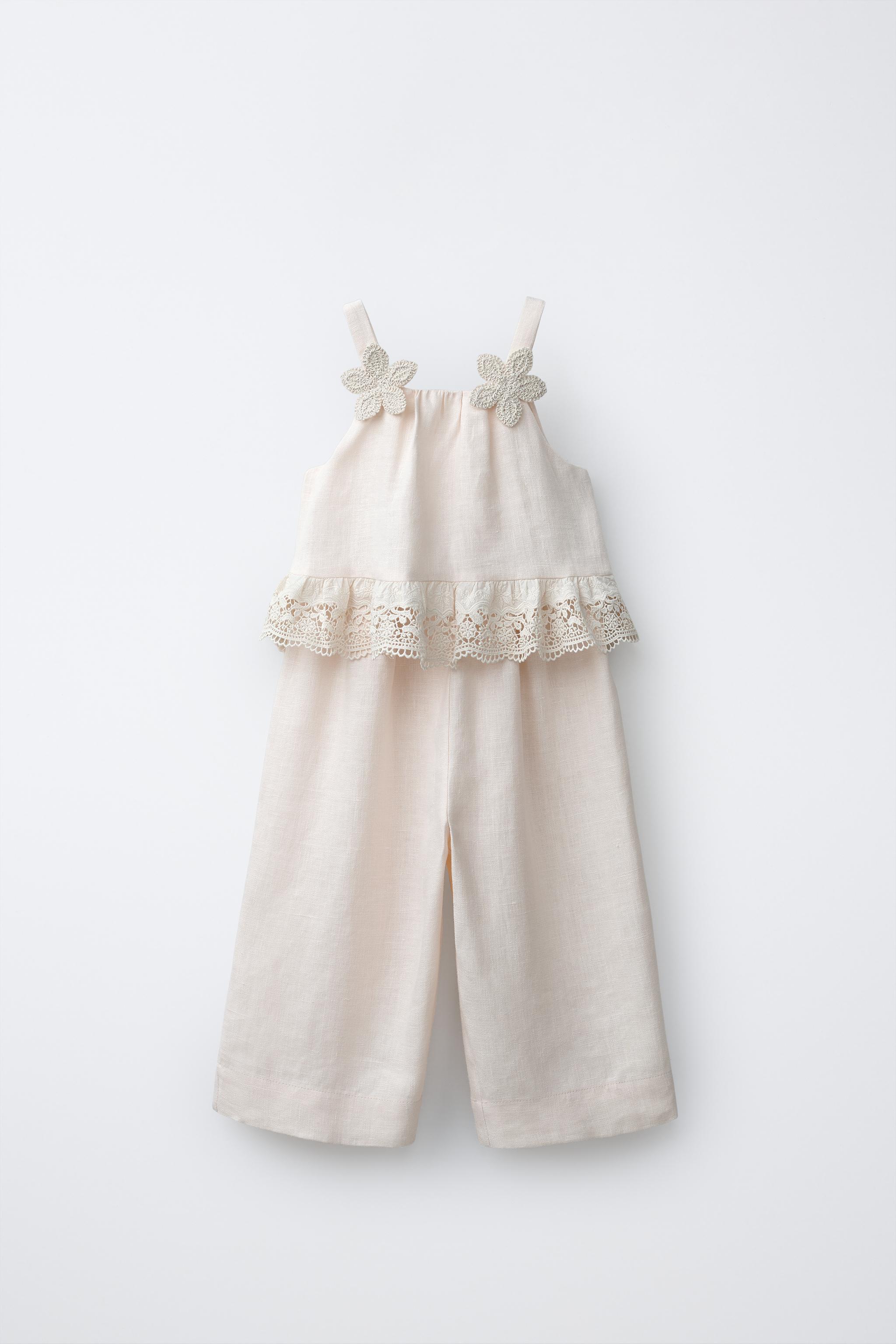 100% LINEN FLORAL LACE JUMPSUIT